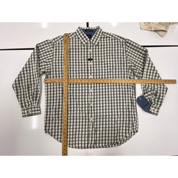 Men’s Tommy Jeans Size Large Button Up Blue White Denim Style Plaid Button Up - Picture 12 of 12
